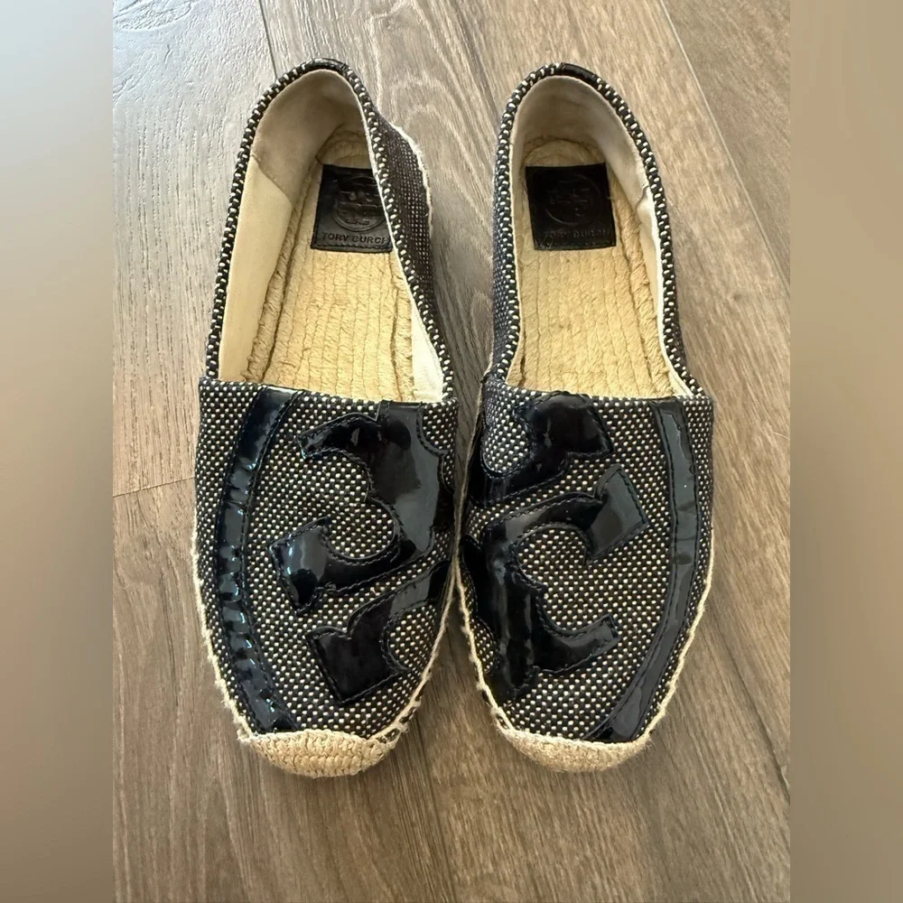 Tory Burch Lonnie espadrilles Flats Black tan Size 7
